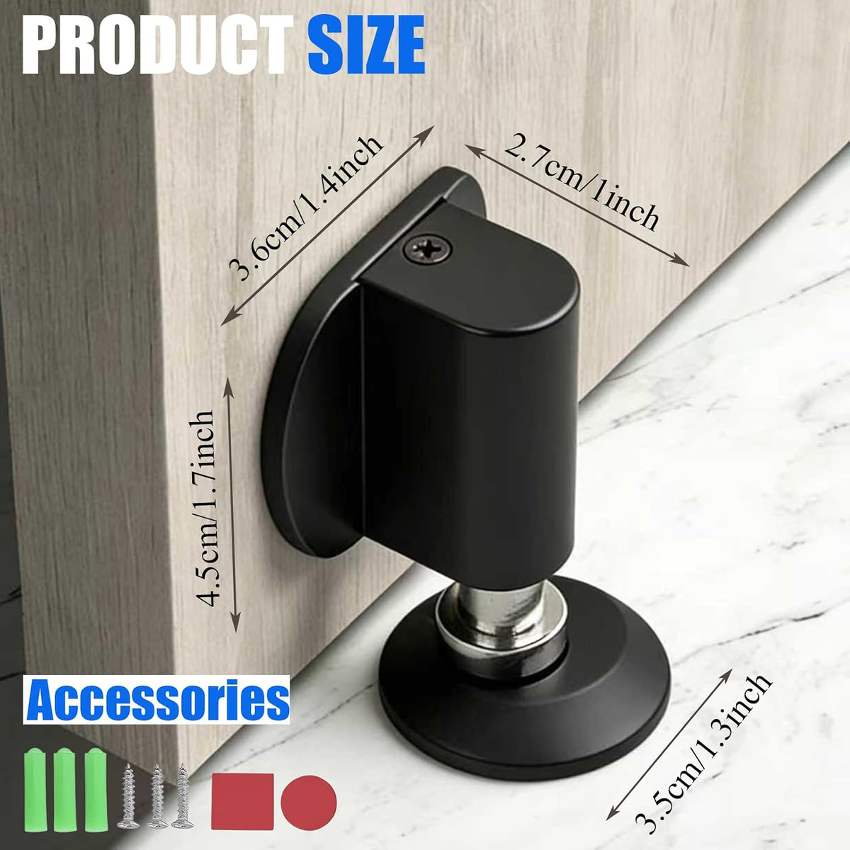 Magnetic Door Stopper - 2026 New Magnet Floor Door Stop Retractable, Door Magnetic Catch,Door Wedge Stopper No Drilling Mount with Adhesive,Door Holder to Keep Door Open (Brushed Nickel 1PC)