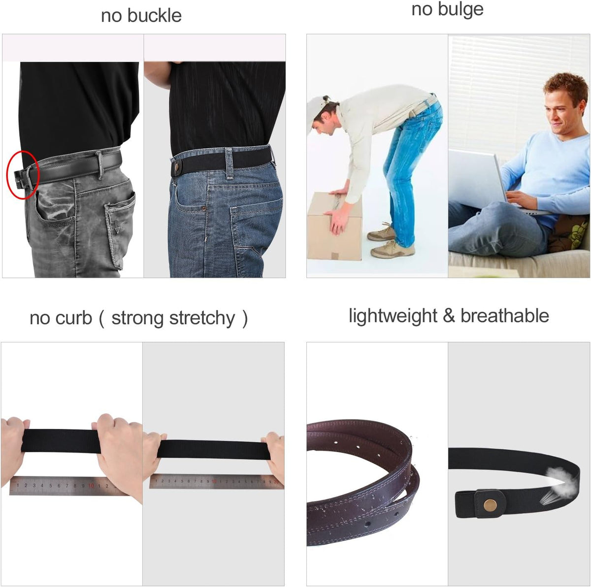 No Buckle Invisible Elastic Stretch Belt for Men/Women Fits Waist 24-50In Father Day Gift