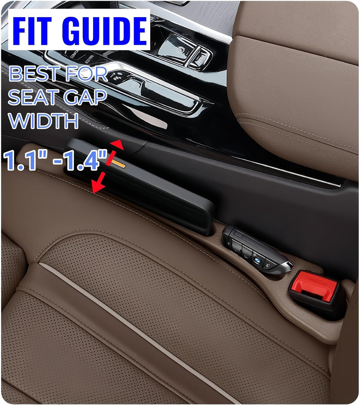 Car Seat Gap Filler 2 Pack, No Drop Seat Gap Plug with Dual Storage Slots, Blocks Phones Keys Coins, Flexible EVA Console Gap Filler Auto Accessories for Cars Suvs Trucks